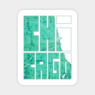 Chicago, USA City Map Typography - Watercolor Magnet