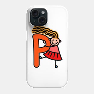 Letter P for girls alphabet Kids Colorful Cartoon Character Phone Case