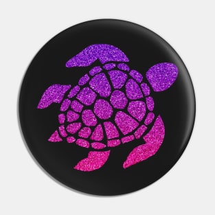 Hot Pink Purple Ombre Faux Glitter Turtle Pin