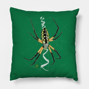 Black and Yellow Garden Spider on Web Pillow