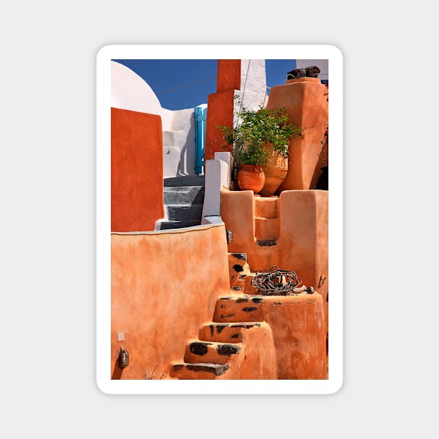 "Mexican" colors in Foinikia village, Santorini Magnet by Cretense72