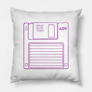 Floppy Disk (Violet Lines) Analog / Computer Pillow