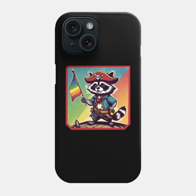 Raccoon pirate rainbow flag Phone Case by Ilustradamus