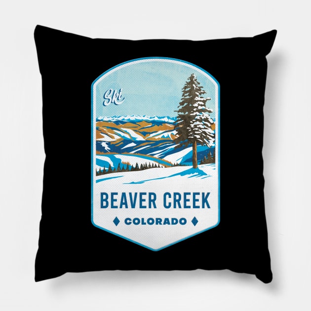 Beaver Creek Colorado Ski Badge Pillow by JordanHolmes