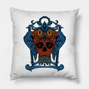 horror owl skull art Pillow