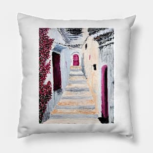 Greek Street Holiday Stone Travel Flowers Pillow