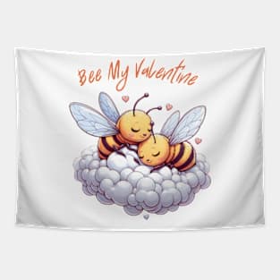 couple of bees embracing on a cloud, Bee My Valentine Tapestry