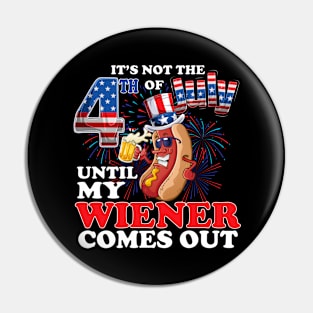 4th of July Hot Dog Wiener Comes Out Adult Humor Pin