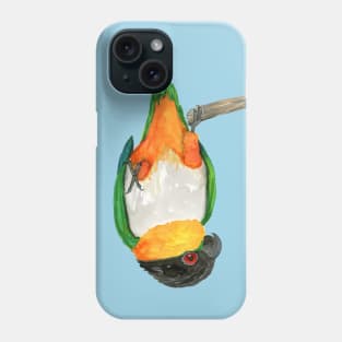 A black headed caique hanging upside down Phone Case