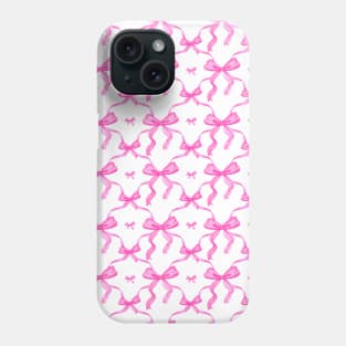 Hot Pink Ribbons and bows in watercolor. Phone Case