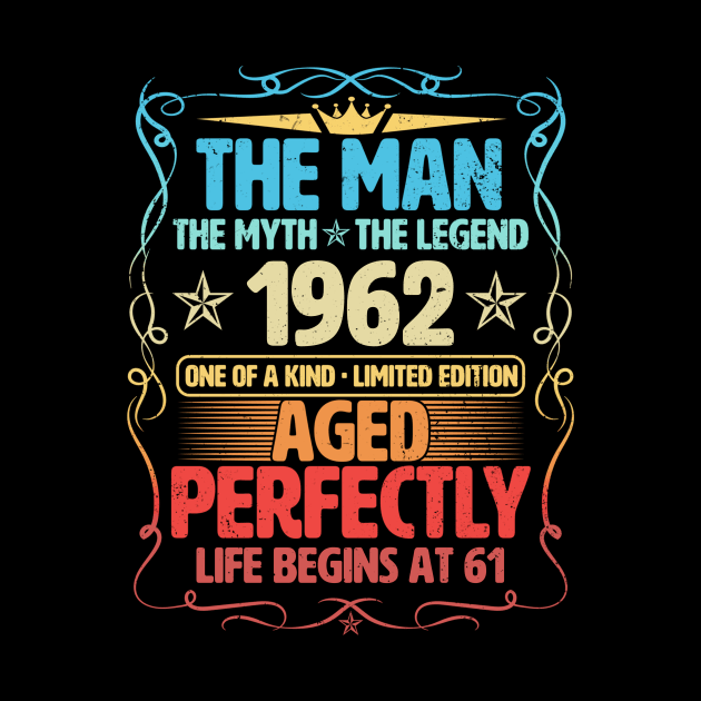 The Man 1962 Aged Perfectly Life Begins At 61st Birthday by Foshaylavona.Artwork