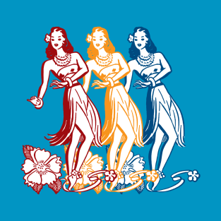 Hula Dancer Tri-Color Design T-Shirt
