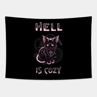 Hell Is Cozy Kitten Satan Goth Baphomet Tapestry