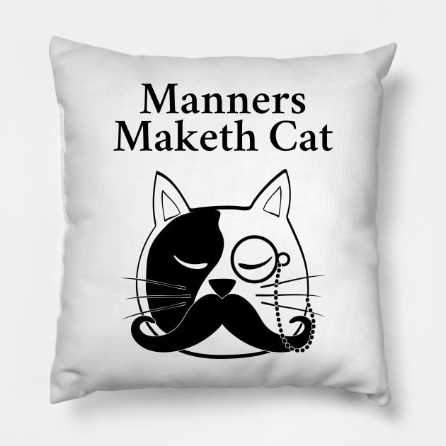 Manners Maketh Cat Pillow by FunnyStylesShop