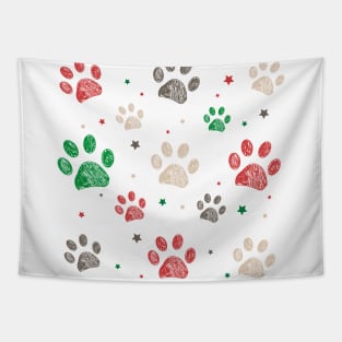 Trace doodle paw prints with stars Tapestry