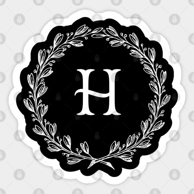 Zyadsinoudor Initial Letter H Stickers 50 Pcs Monogram Floral Wreath  Sticker Decal Single Letter Monogram Letter Round Labels Vinyl Stickers for  Water