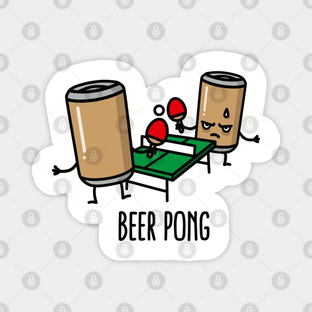 Beer pong cartoon ping pong table tennis beer can Magnet by LaundryFactory