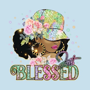 Just Blessed with Floral and Glitter T-Shirt