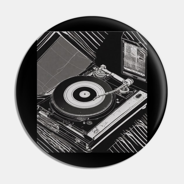 Turntable - Vintage Audio LP Vinyl Record Player Gift Pin by Customo