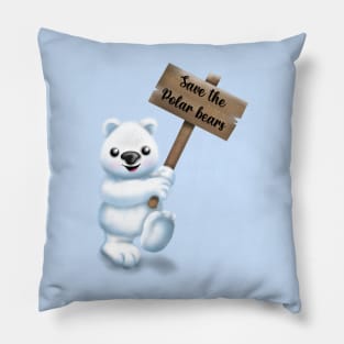 Save our polar bears sticker Pillow