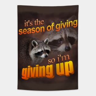 Holiday Raccoon Meme Tapestry