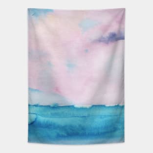 Watercolor landscape sky clouds Tapestry