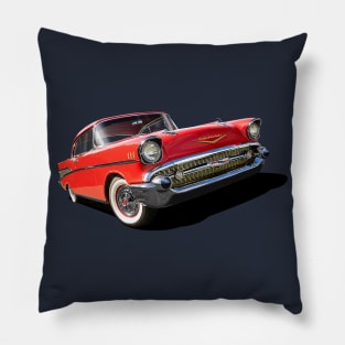 1957 chevrolet bel air in red Pillow