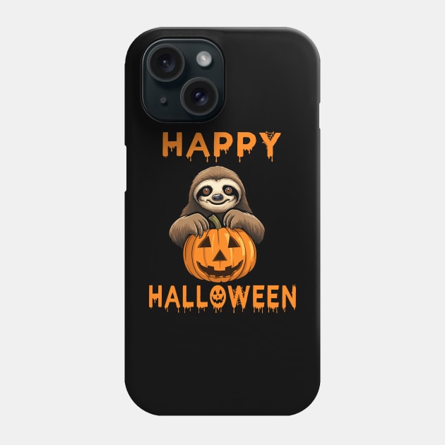 Funny Cute Sloth Holding Pumpkin Lazy Easy Halloween Costume Phone Case by RetroZin