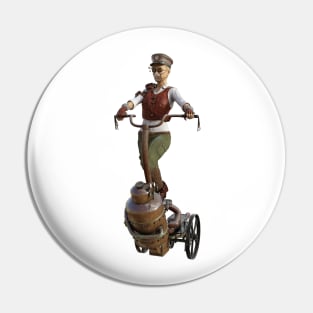 Steampunk girl on hooverboard Pin