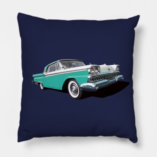 1959 Ford Galaxie in turquoise Pillow