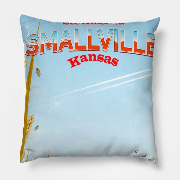 Smallville Kansas Travel poster Pillow by nickemporium1