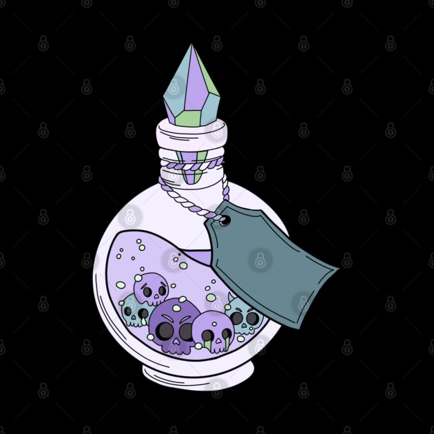 Magical Potions Bottles Witchy cute Skulls by ISFdraw