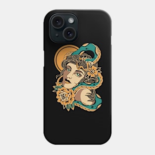 Girl Snake Traditional Vintage Tattoo Phone Case