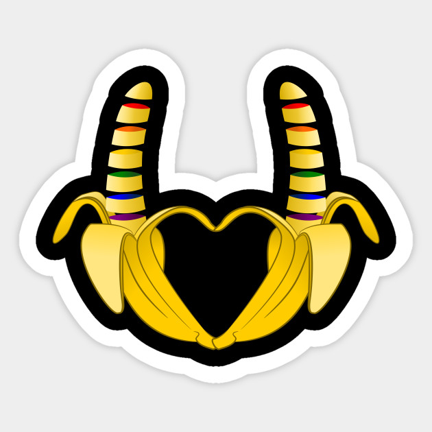 Gay Pride Bananas Heart - Wedding - Sticker