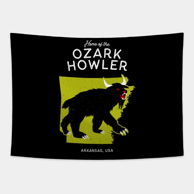 Home of the Ozark Howler - Arkansas, USA Cryptid Tapestry by Strangeology