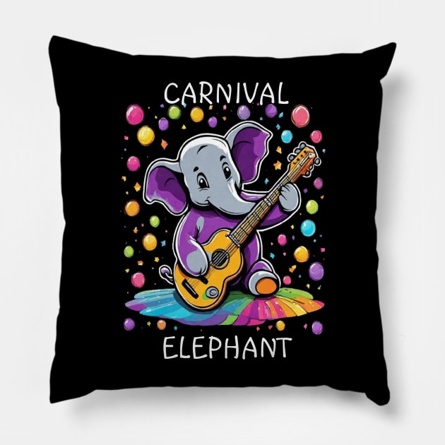 Birthday Elephant Playing Guitar Pillow by coollooks