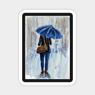 Blue Umbrella in the Rain Magnet