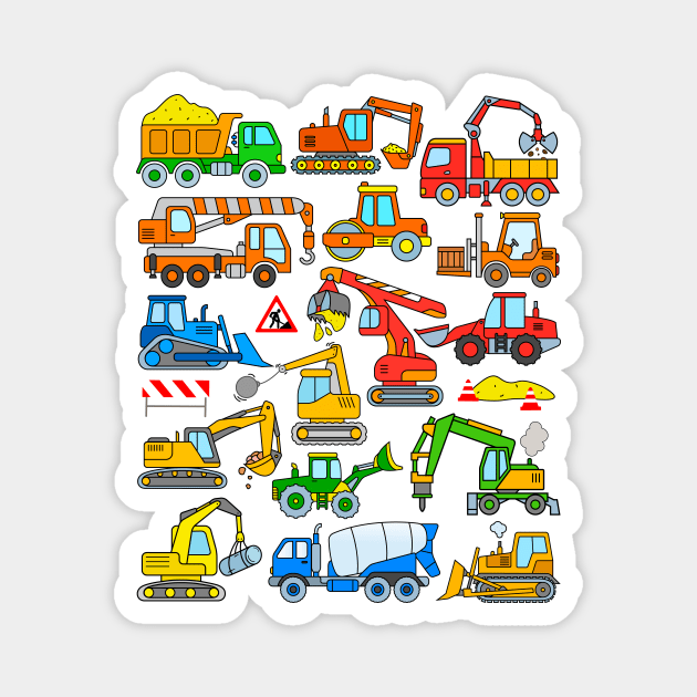 Kids Excavator and Construction Vehicle Design Magnet by samshirts