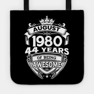 August 1980 44 Years Of Being Awesome 44th Birthday Tote