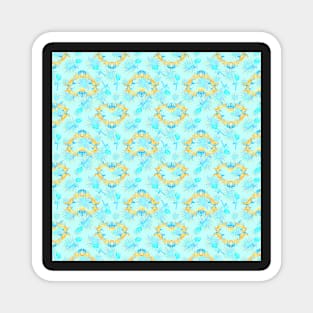 Flaming hearts turquoise yellow Magnet