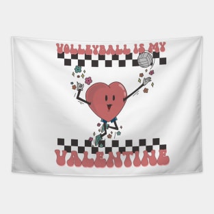 Retro Volleyball Valentines Day Heart, Volleyball Is My Valentine Tapestry