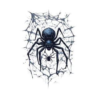 A Halloween creepy spider crawling on a spiderweb T-Shirt