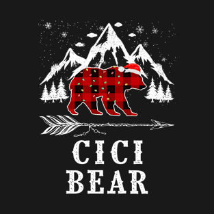 Cici Bear Christmas Red Plaid Buffalo Family Pajama Funny T-Shirt