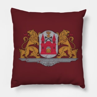 Riga, Latvia - Vintage Faded Style Coat Of Arms Design Pillow