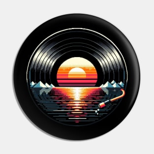 Vinly LP Music Record Retro Sunset Pin