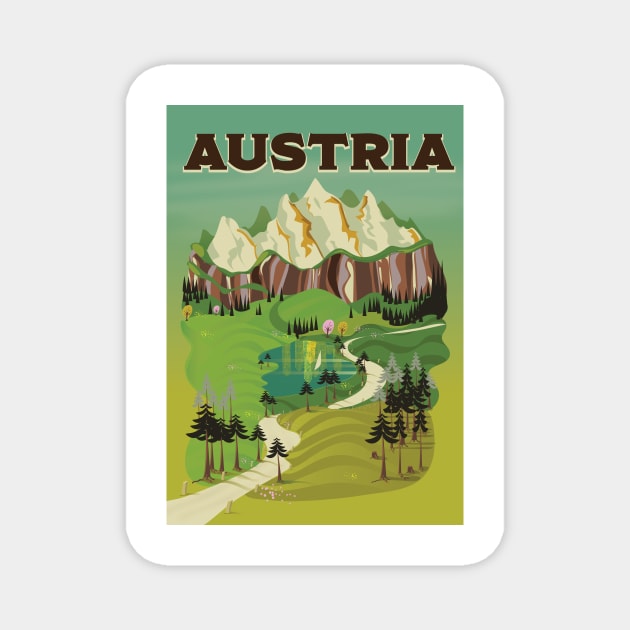 Austrian vintage travel poster Magnet by nickemporium1