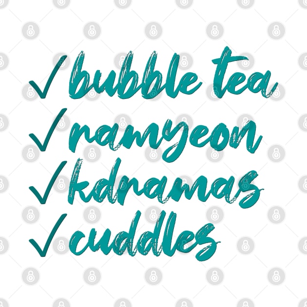 Bubble Tea, Ramyeon, K-dramas and Cuddles by co-stars