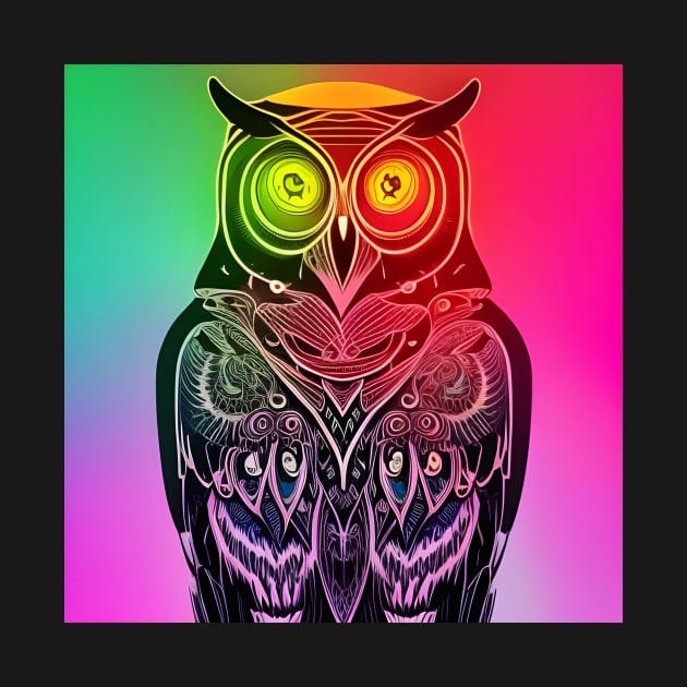 Neon Rainbow Owl by SmartPufferFish