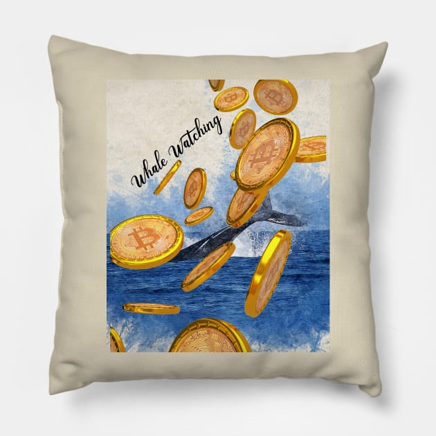 whale Watching Bitcoin Pillow by RedSparkle 