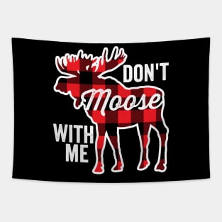 Don't Moose With Me Funny Animal Pun Plaid Tapestry